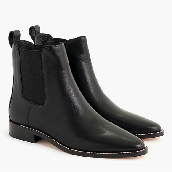 J Crew Black Leather Chelsea Boots Size 6.5 - Picture 1 of 9